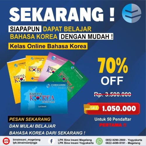 Promo E2 (Enjoy & Easy) Korean Learning Kelas Kursus Bahasa Korea Online 