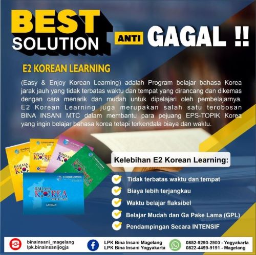 Promo E2 (Enjoy & Easy) Korean Learning Kelas Kursus Bahasa Korea Online 