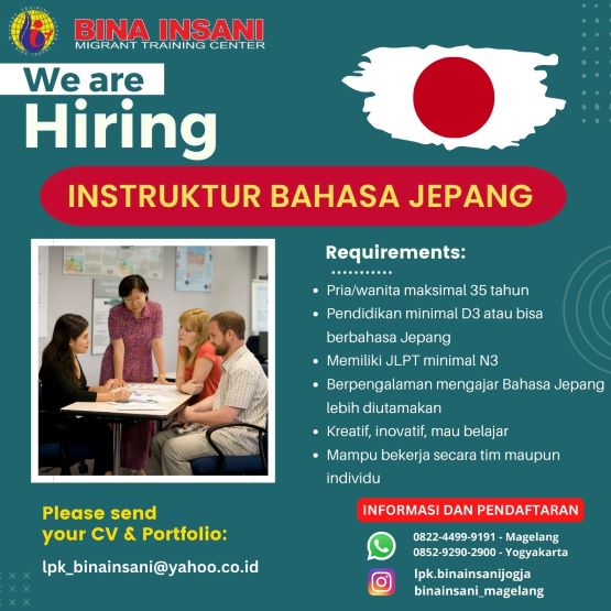Lowongan Kerja Instruktur Bahasa Jepang 